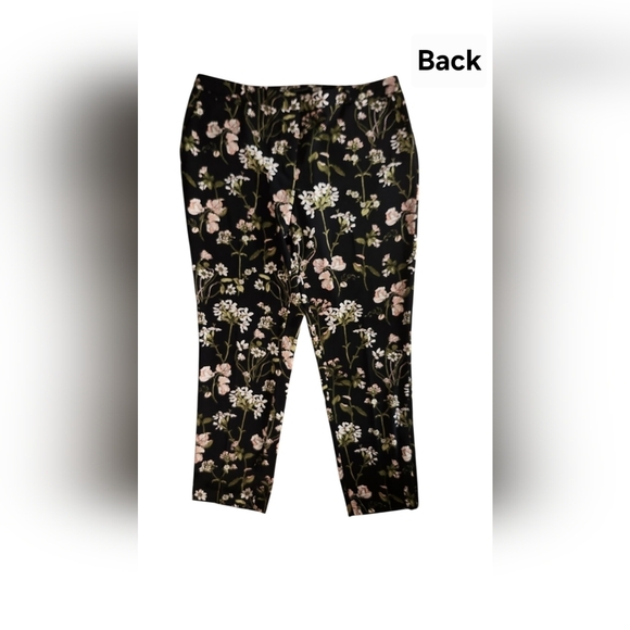 Tommy HILFIGER Sz 14 Floral Print Black Pants For Chic Summer - Picture 7 of 9